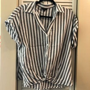 White and Grey Striped Top